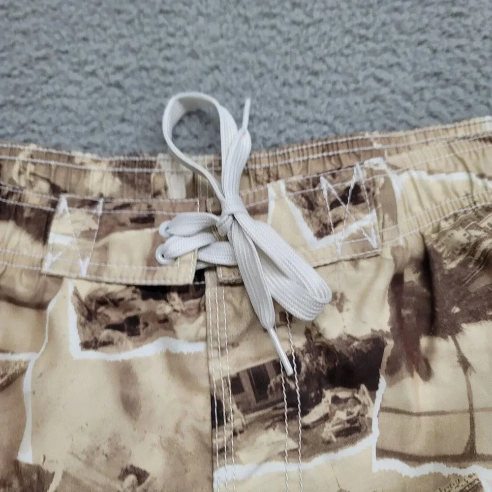 Reel Legends Shorts Mens XL Yellow Brown Swim Trunks Palm Fishing Outdoor Casual